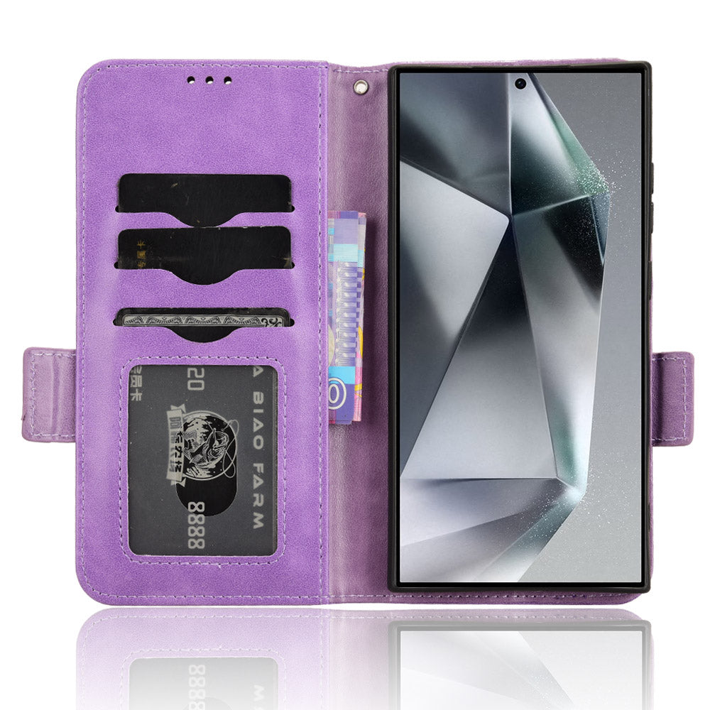 For Samsung Galaxy S24 Ultra Case Imprinted Triangle Leather Wallet Shockproof Cover with Stand - Purple For Samsung Galaxy S24 Ultra Case Imprinted Triangle Leather Wallet Shockproof Cover with Stand - Purple